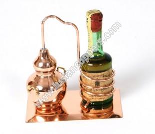 Alambique de Cobre Miniatura com Base para Garrafa 5 cl
